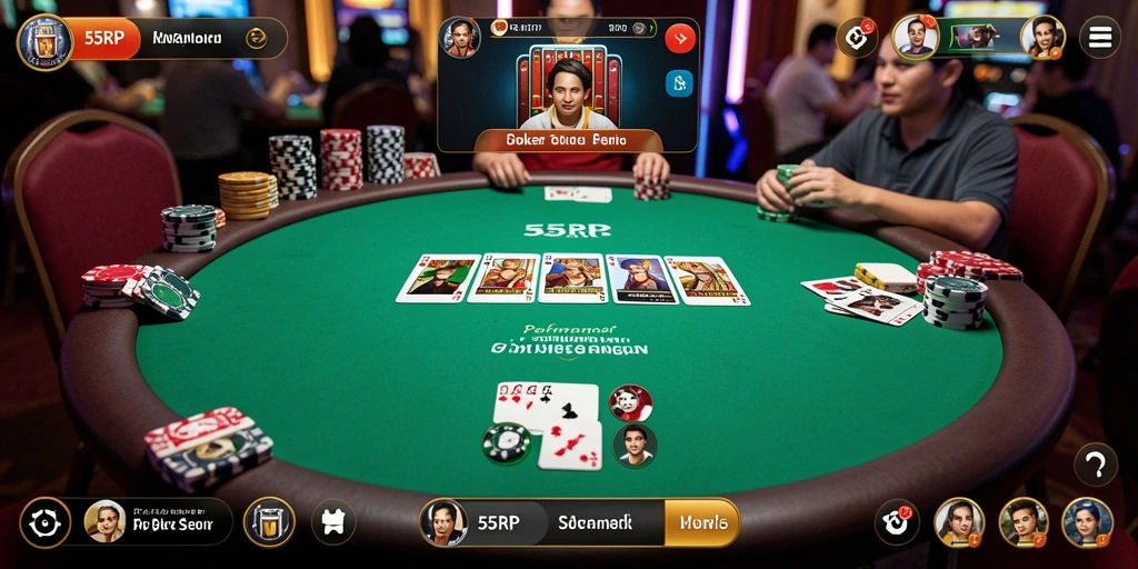 Tampilan gameplay Poker yang menegangkan di 55RP.