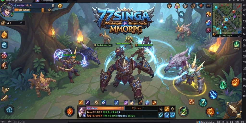 Screenshot gameplay 77SINGA menampilkan aksi seru dalam pertarungan MMORPG.