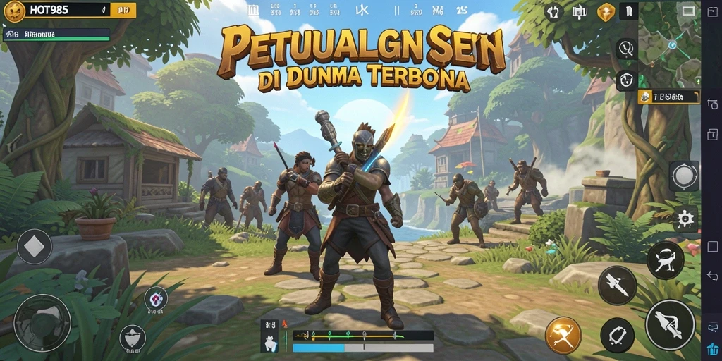 Screenshot gameplay HOT985 menunjukkan dunia terbuka yang luas dan kaya.