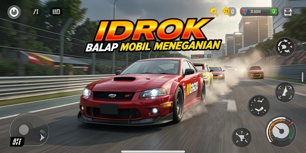 Tangkapan layar menunjukkan aksi balap mobil yang mendebarkan.