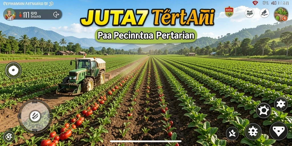 Tampilan gameplay JUTA7 yang menampilkan aktivitas bertani.