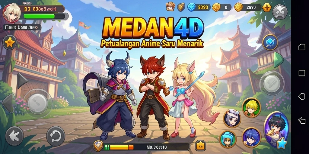 Tampilan gameplay menarik dari MEDAN4D dengan aksi karakter anime.