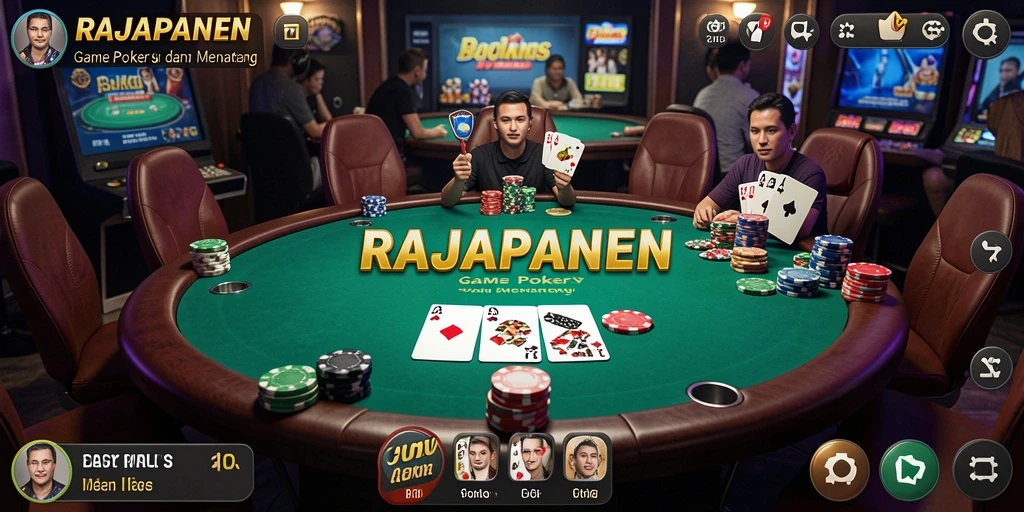 Gameplay Poker RAJAPANEN yang seru dan menantang.