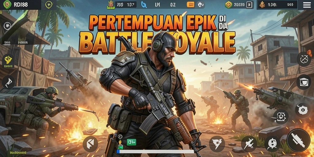 Gameplay RDI88 menampilkan aksi intens dalam pertarungan Battle Royale.