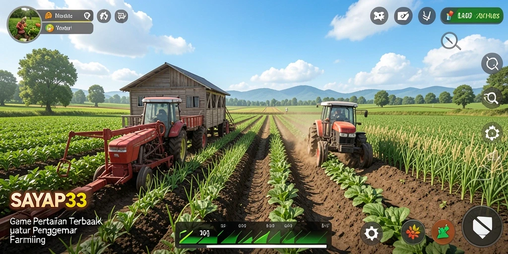Tampilan gameplay SAYAP33 yang menampilkan aktivitas berkebun yang seru.