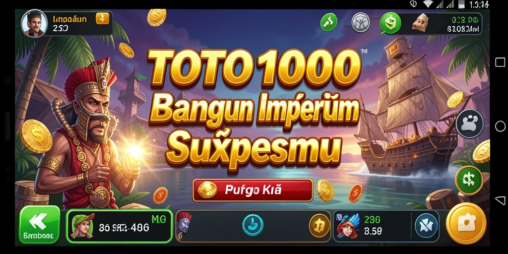 Gambaran permainan TOTO1000 dengan grafis menarik dan gameplay Tycoon yang seru.