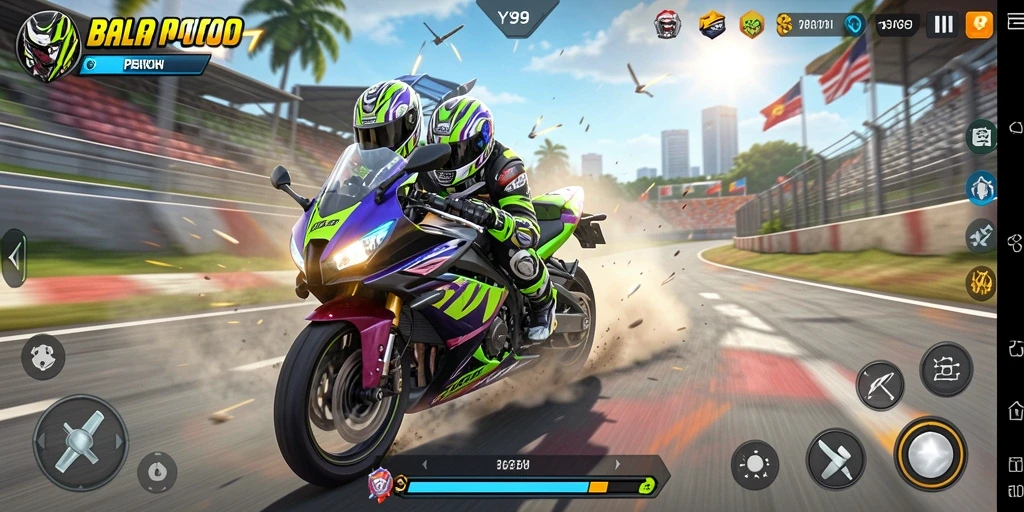 Tampilan gameplay dari Y89 yang mendebarkan di lintasan balap.